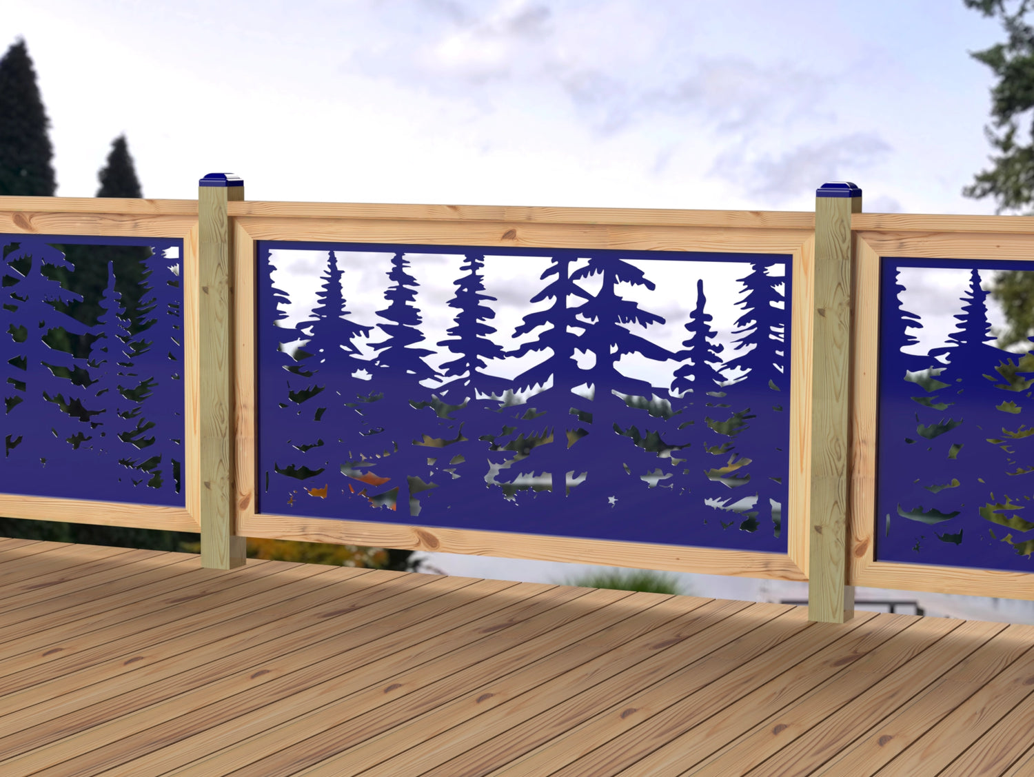 60"x30" - Forest Landscape Fence/Gate Panel Insert - Variation 4 - Madison Iron and Wood