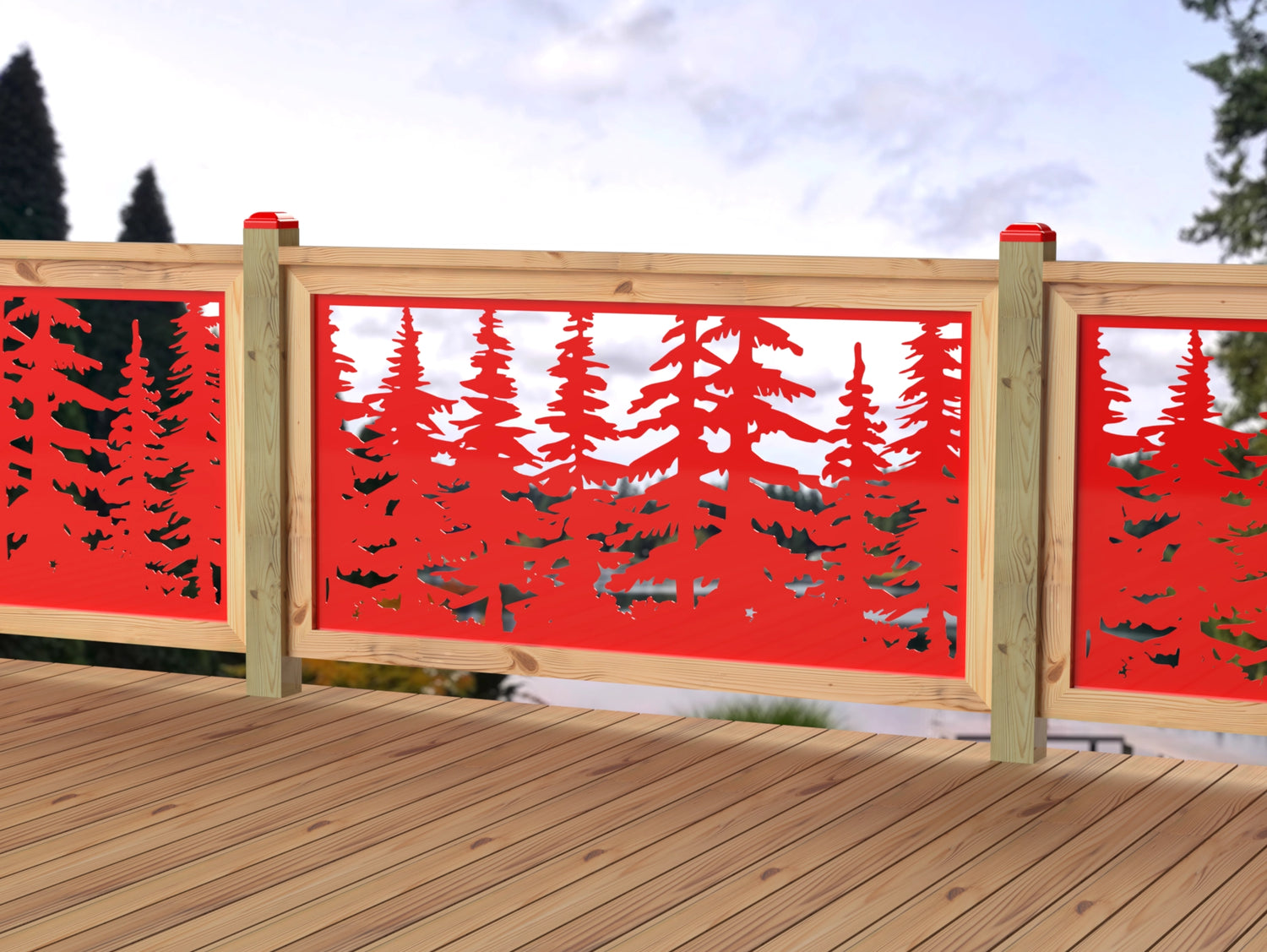 60"x30" - Forest Landscape Fence/Gate Panel Insert - Variation 4 - Madison Iron and Wood