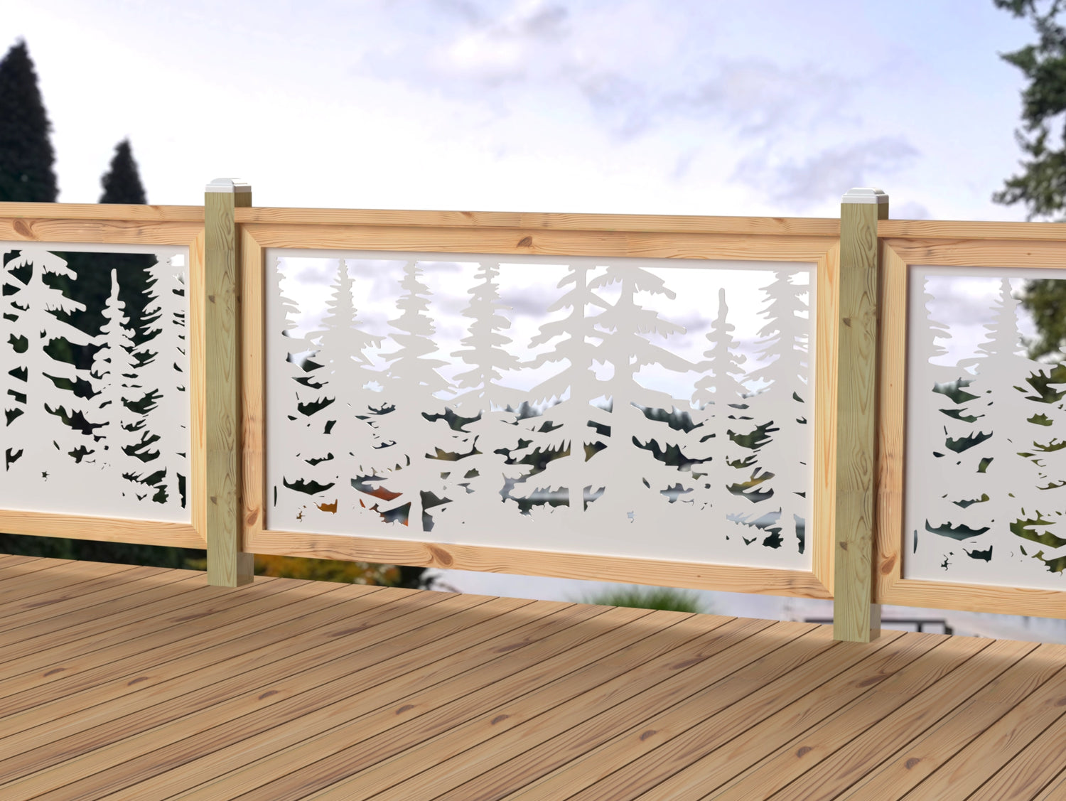 60"x30" - Forest Landscape Fence/Gate Panel Insert - Variation 4 - Madison Iron and Wood