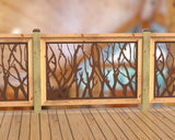 Inserto de panel de barandilla con paisaje forestal