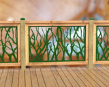Inserto de panel de barandilla con paisaje forestal