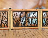Inserto de panel de barandilla con paisaje forestal