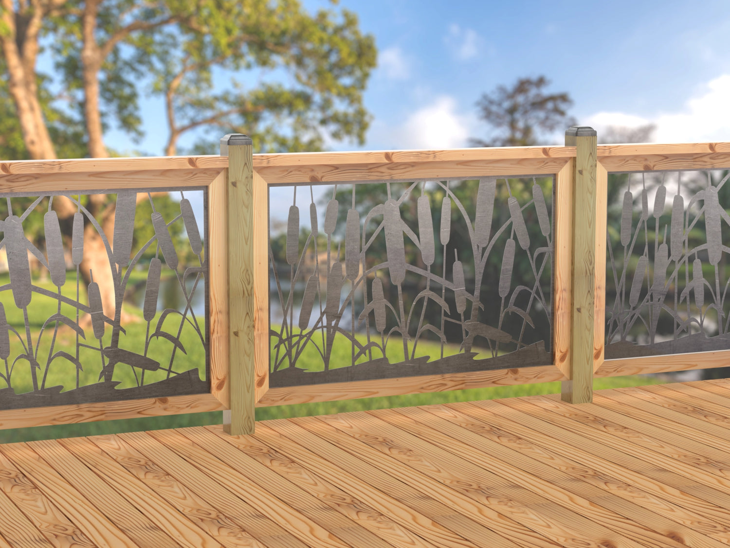 47"x30" - Cattails Fence/Gate Panel Insert - Madison Iron and Wood