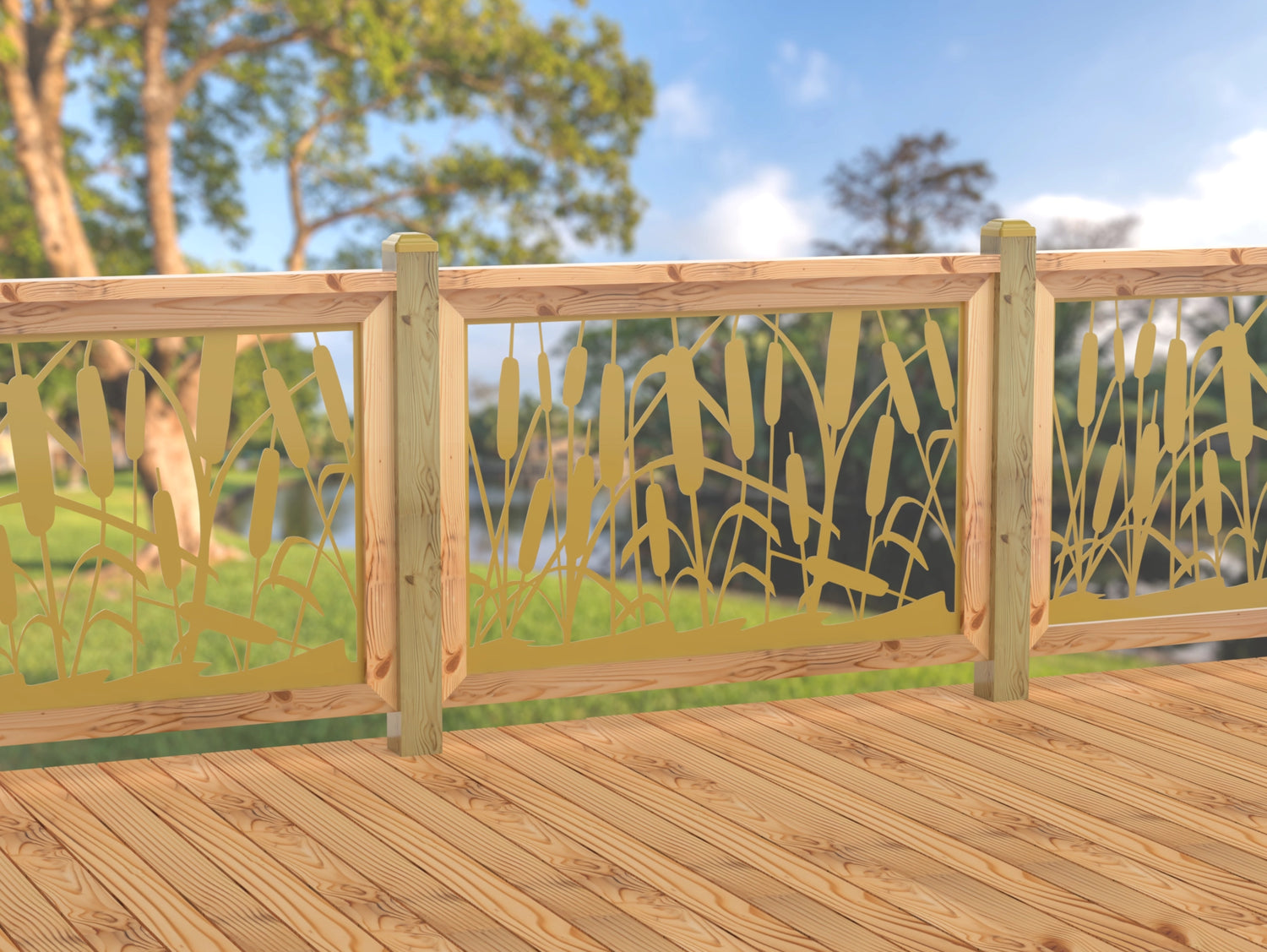 47"x30" - Cattails Fence/Gate Panel Insert - Madison Iron and Wood