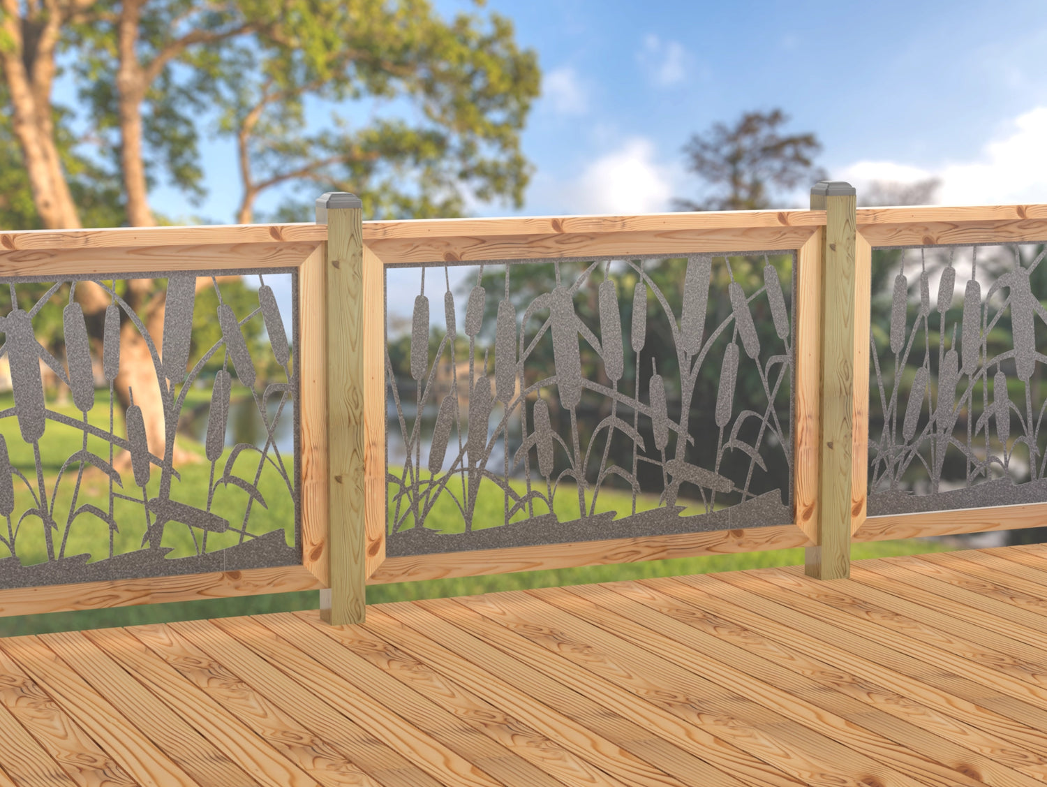 47"x30" - Cattails Fence/Gate Panel Insert - Madison Iron and Wood