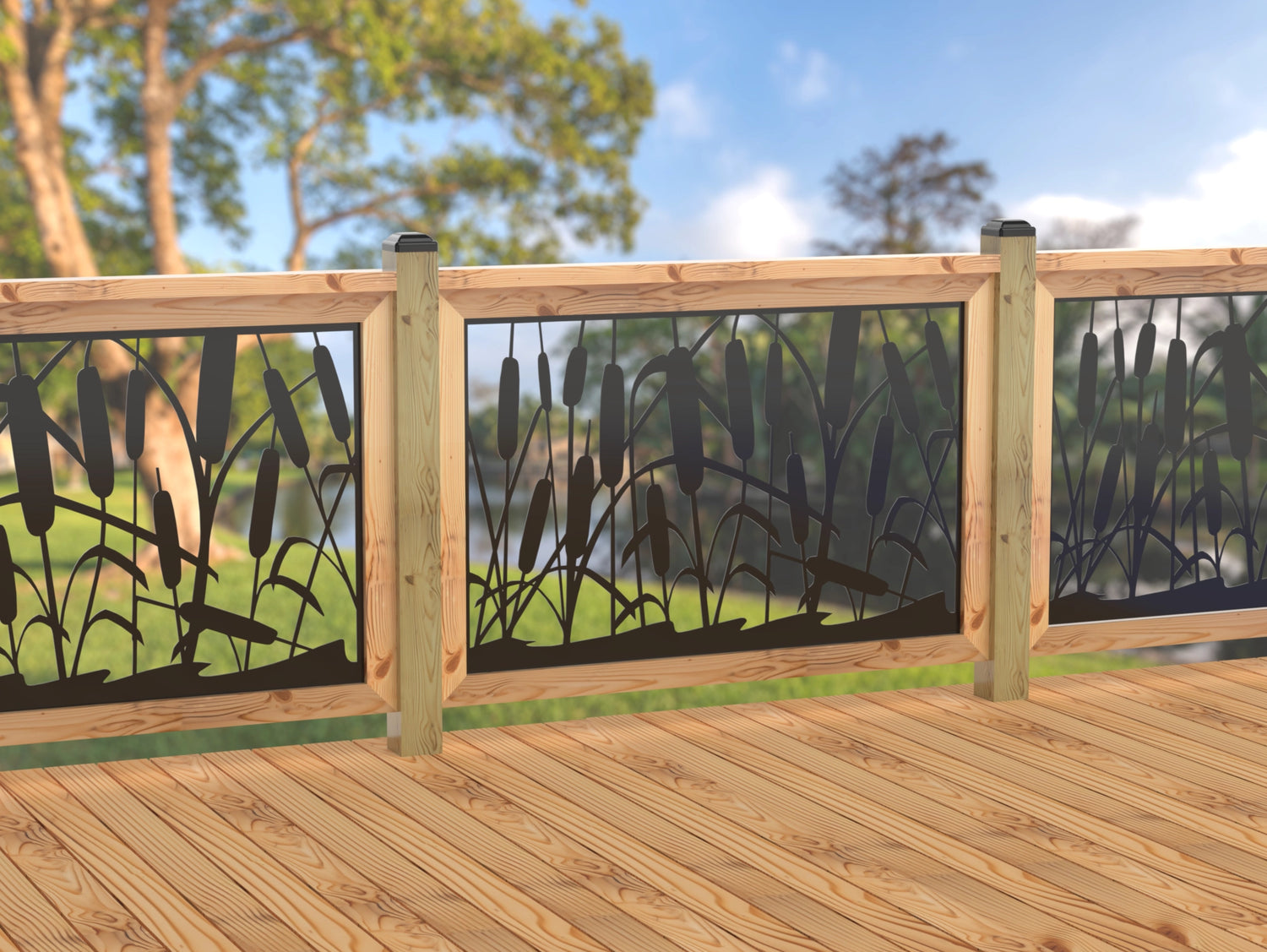 47"x30" - Cattails Fence/Gate Panel Insert - Madison Iron and Wood