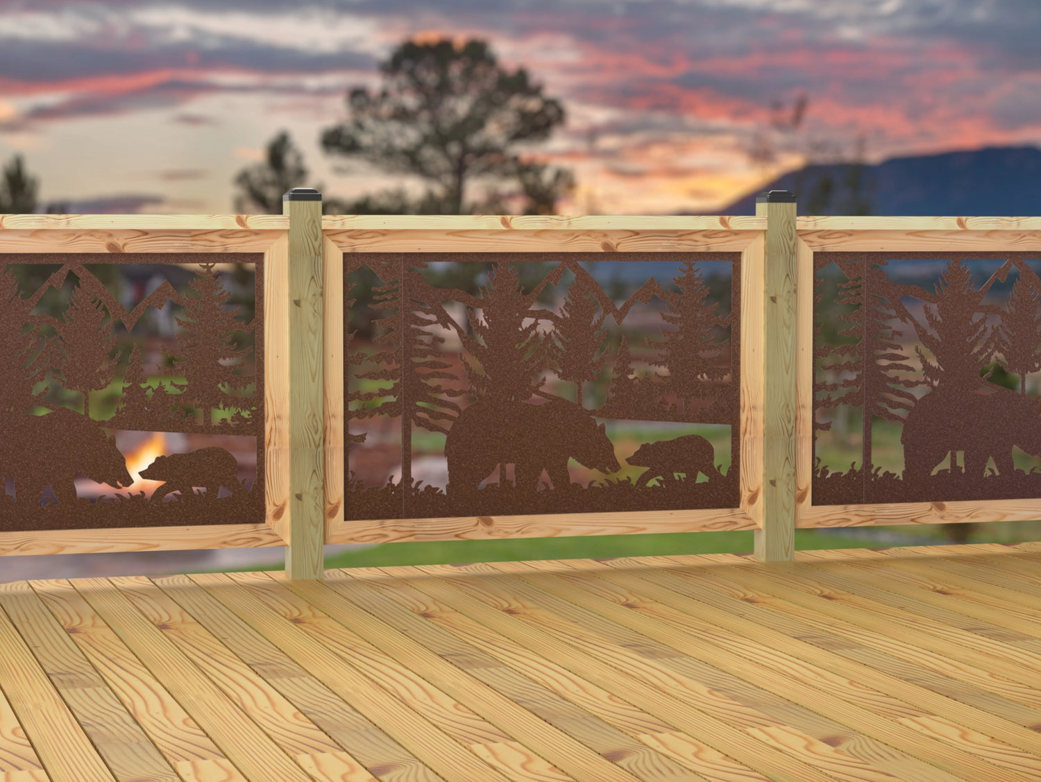 47"x30" - Bear Landscape Fence/Gate Panel Insert - Madison Iron and Wood