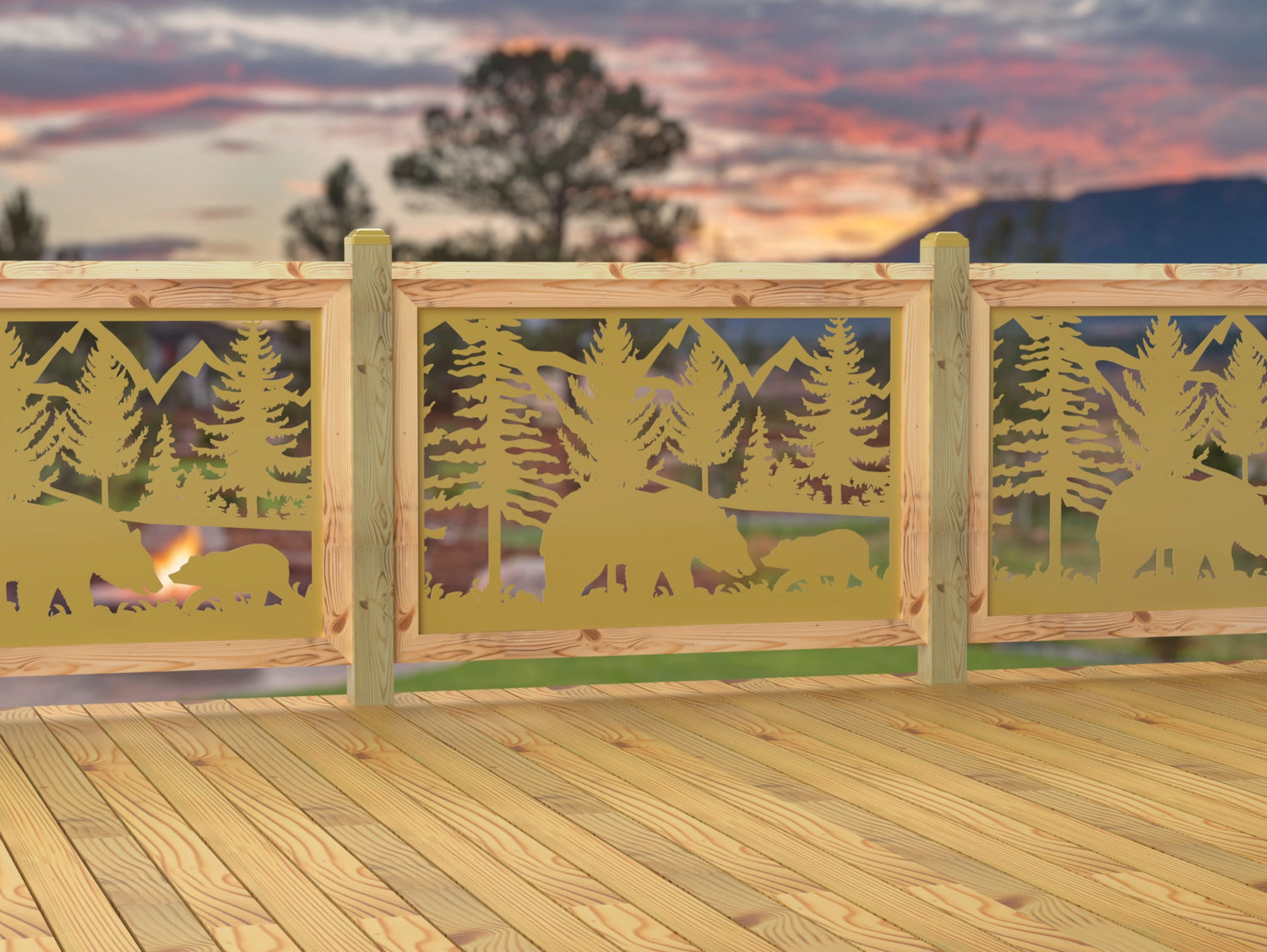 47"x30" - Bear Landscape Fence/Gate Panel Insert - Madison Iron and Wood