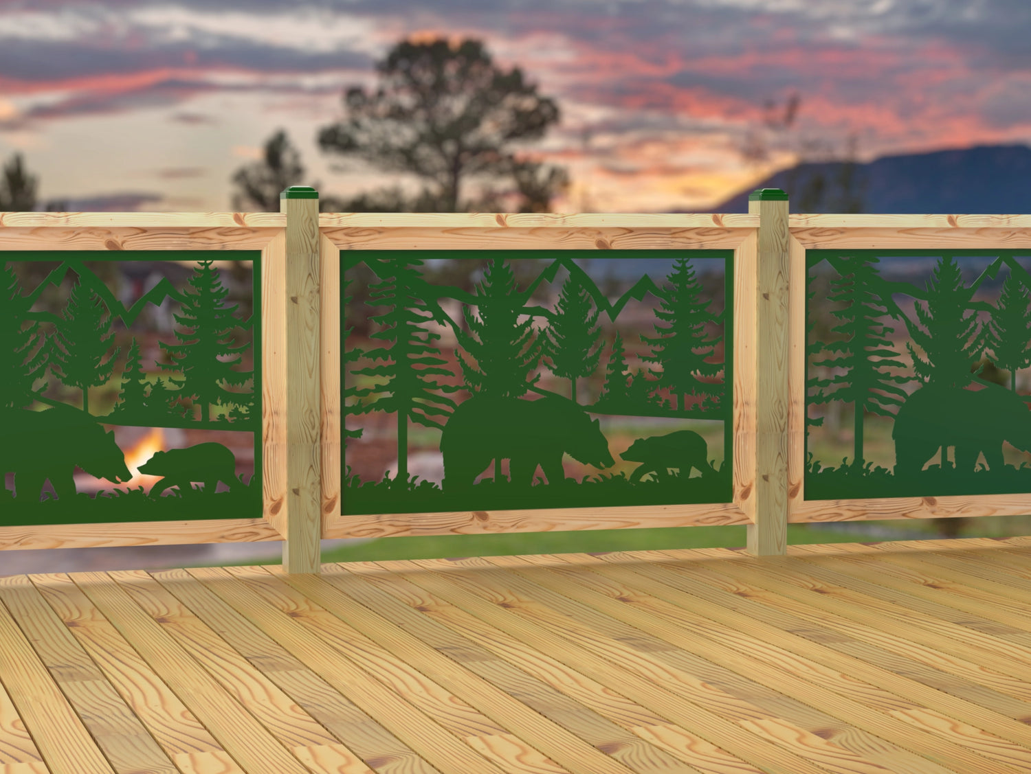 47"x30" - Bear Landscape Fence/Gate Panel Insert - Madison Iron and Wood