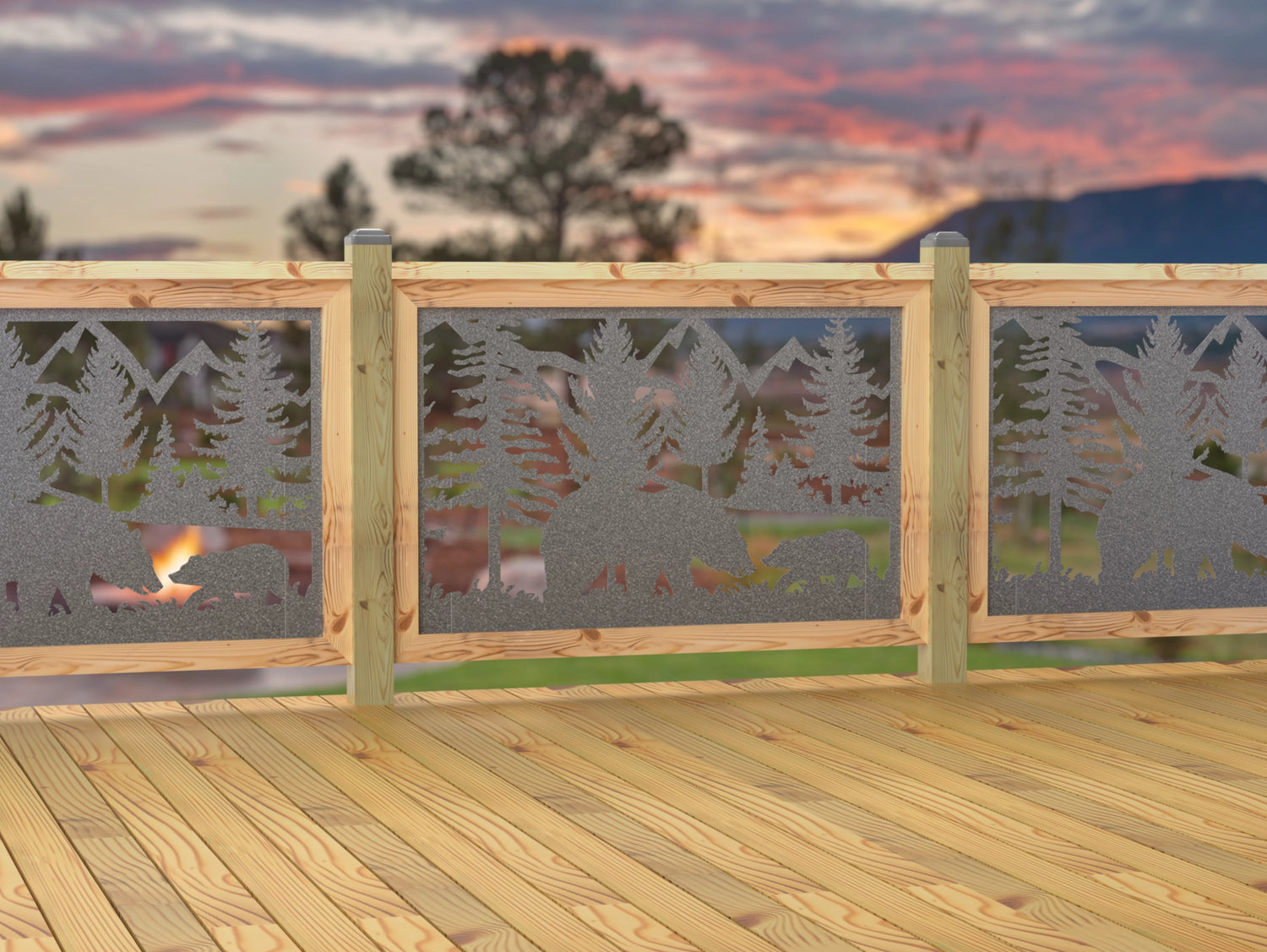 47"x30" - Bear Landscape Fence/Gate Panel Insert - Madison Iron and Wood