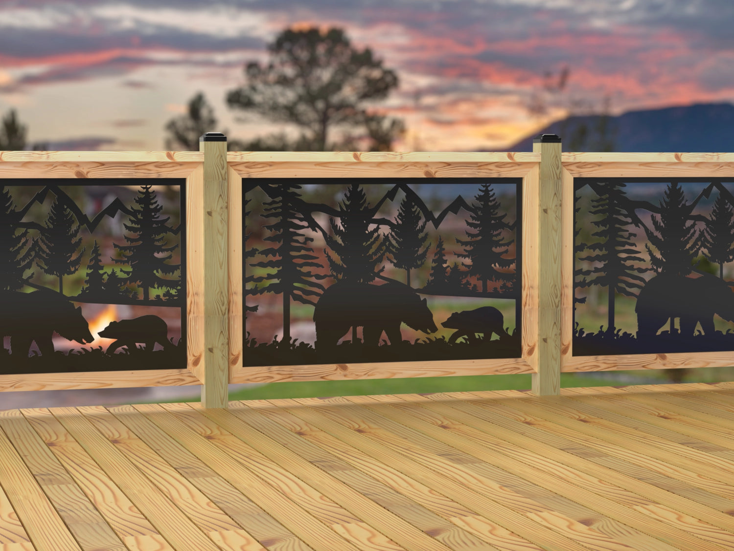 47"x30" - Bear Landscape Fence/Gate Panel Insert - Madison Iron and Wood