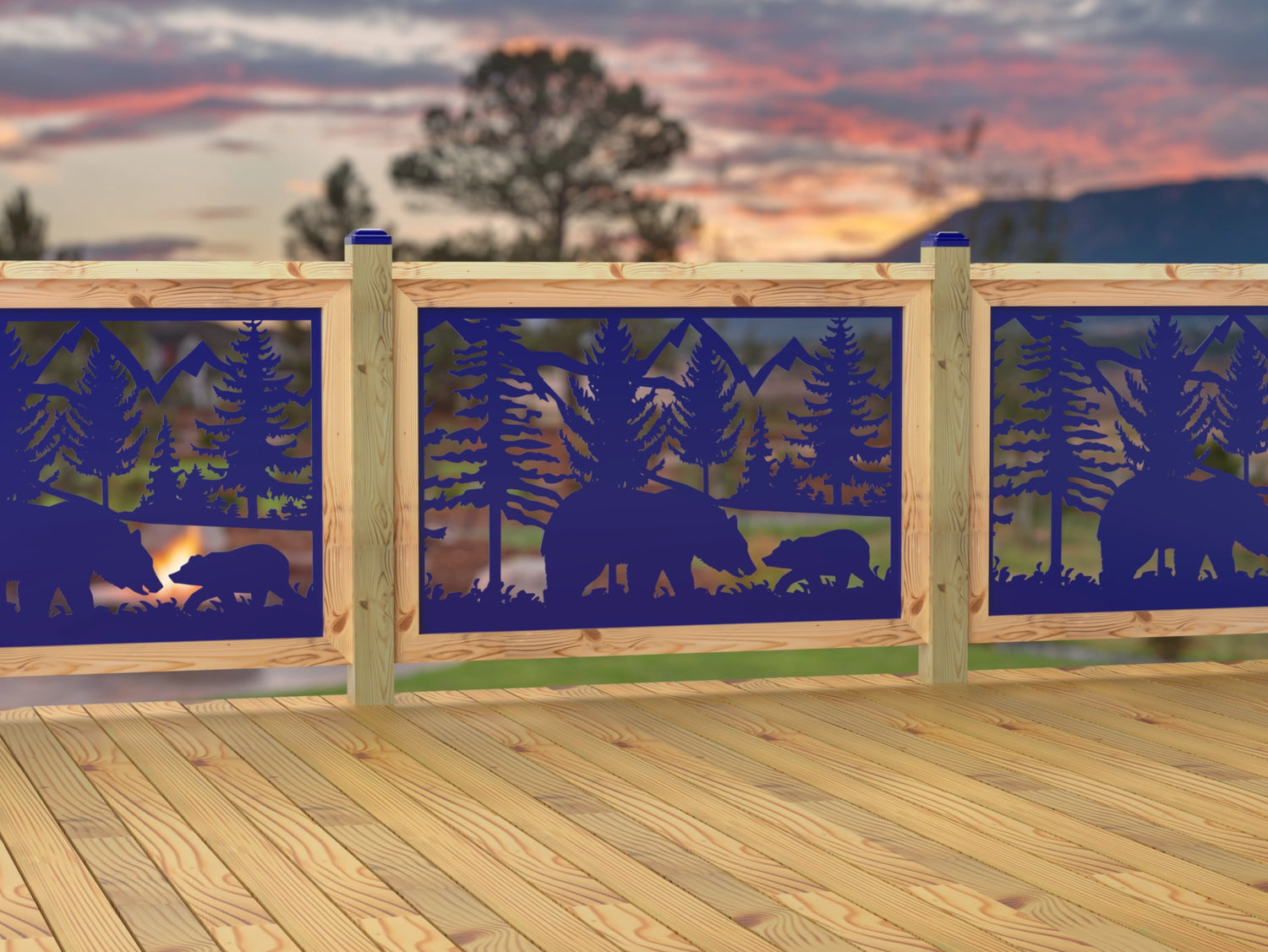 47"x30" - Bear Landscape Fence/Gate Panel Insert - Madison Iron and Wood