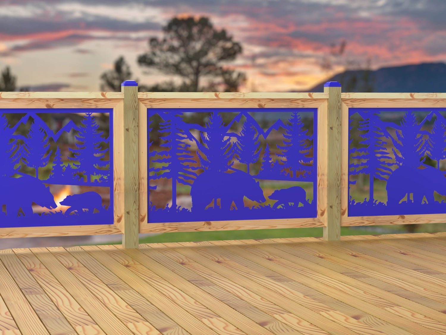 47"x30" - Bear Landscape Fence/Gate Panel Insert - Madison Iron and Wood