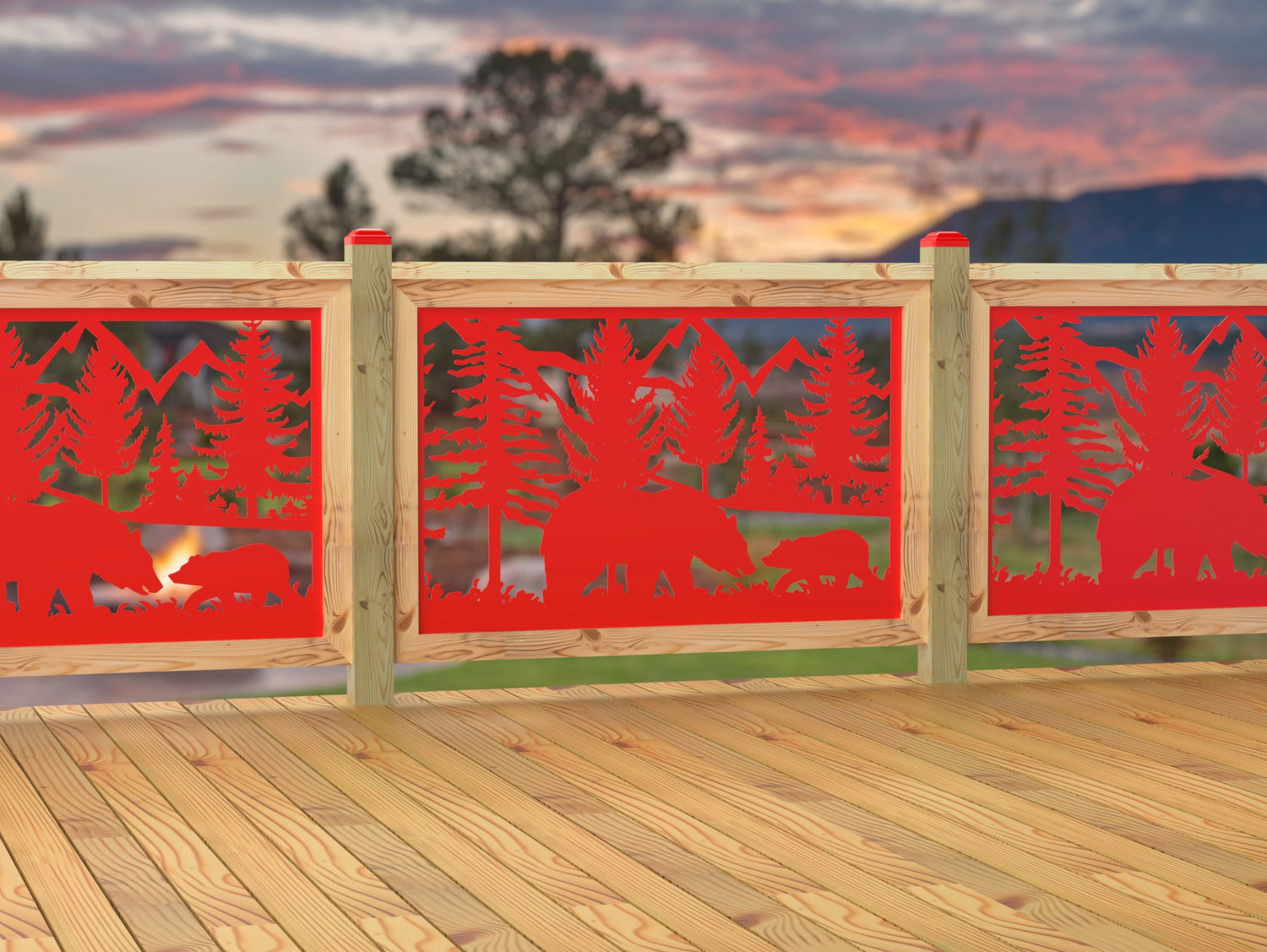 47"x30" - Bear Landscape Fence/Gate Panel Insert - Madison Iron and Wood