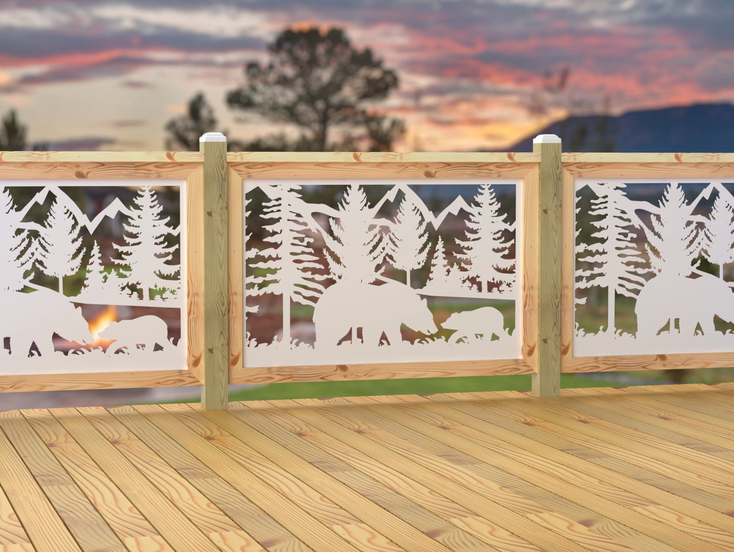 47"x30" - Bear Landscape Fence/Gate Panel Insert - Madison Iron and Wood