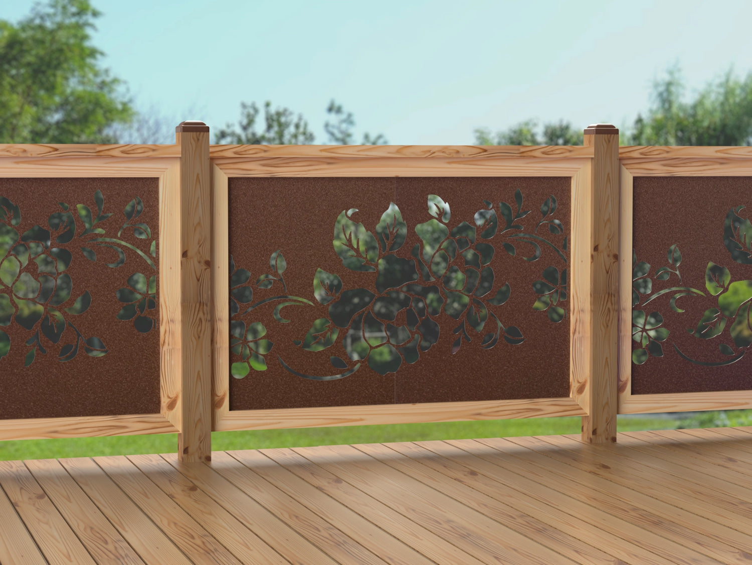 47"x30" - Floral Design Fence/Gate Panel Insert - Madison Iron and Wood