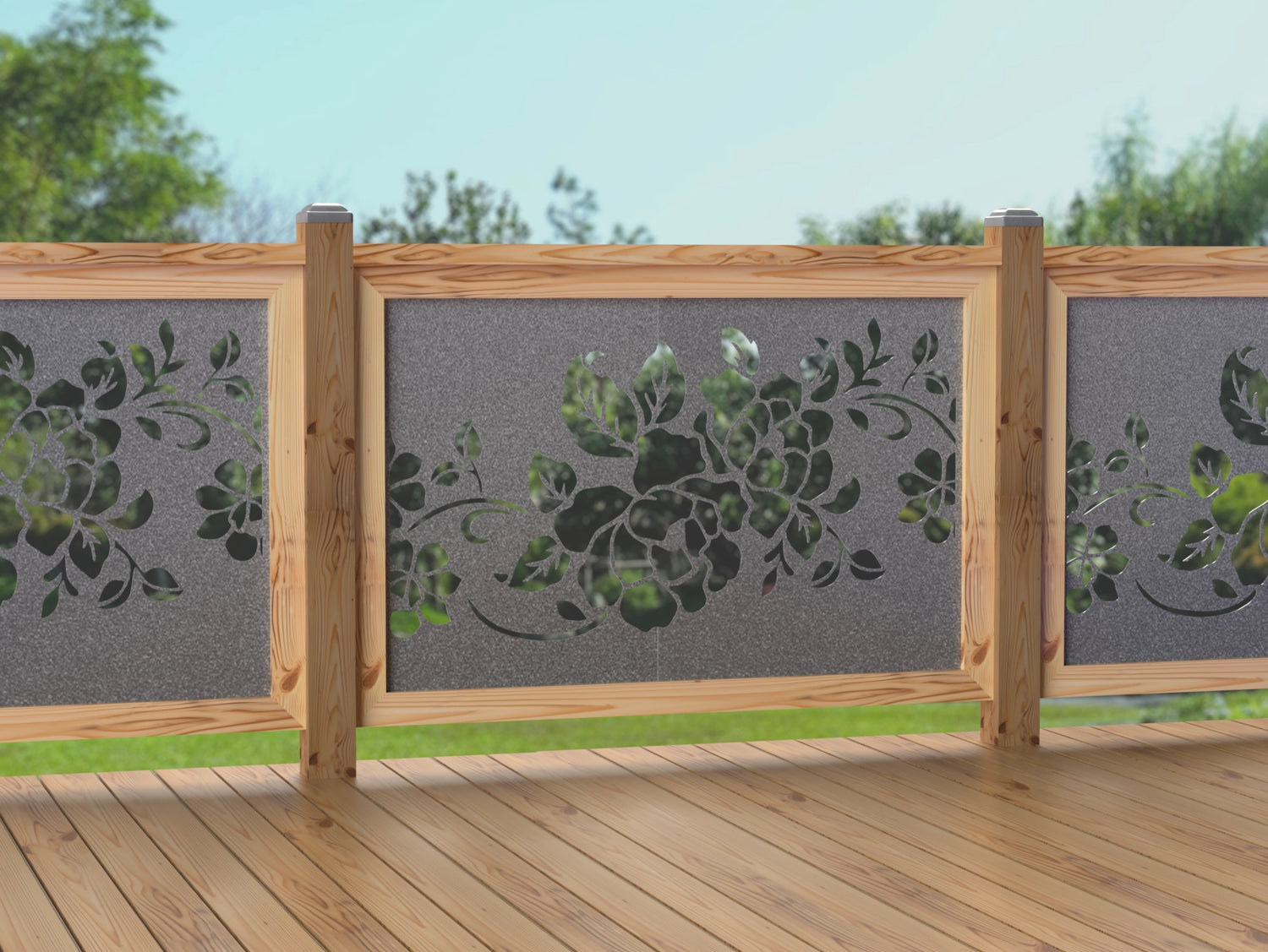 47"x30" - Floral Design Fence/Gate Panel Insert - Madison Iron and Wood