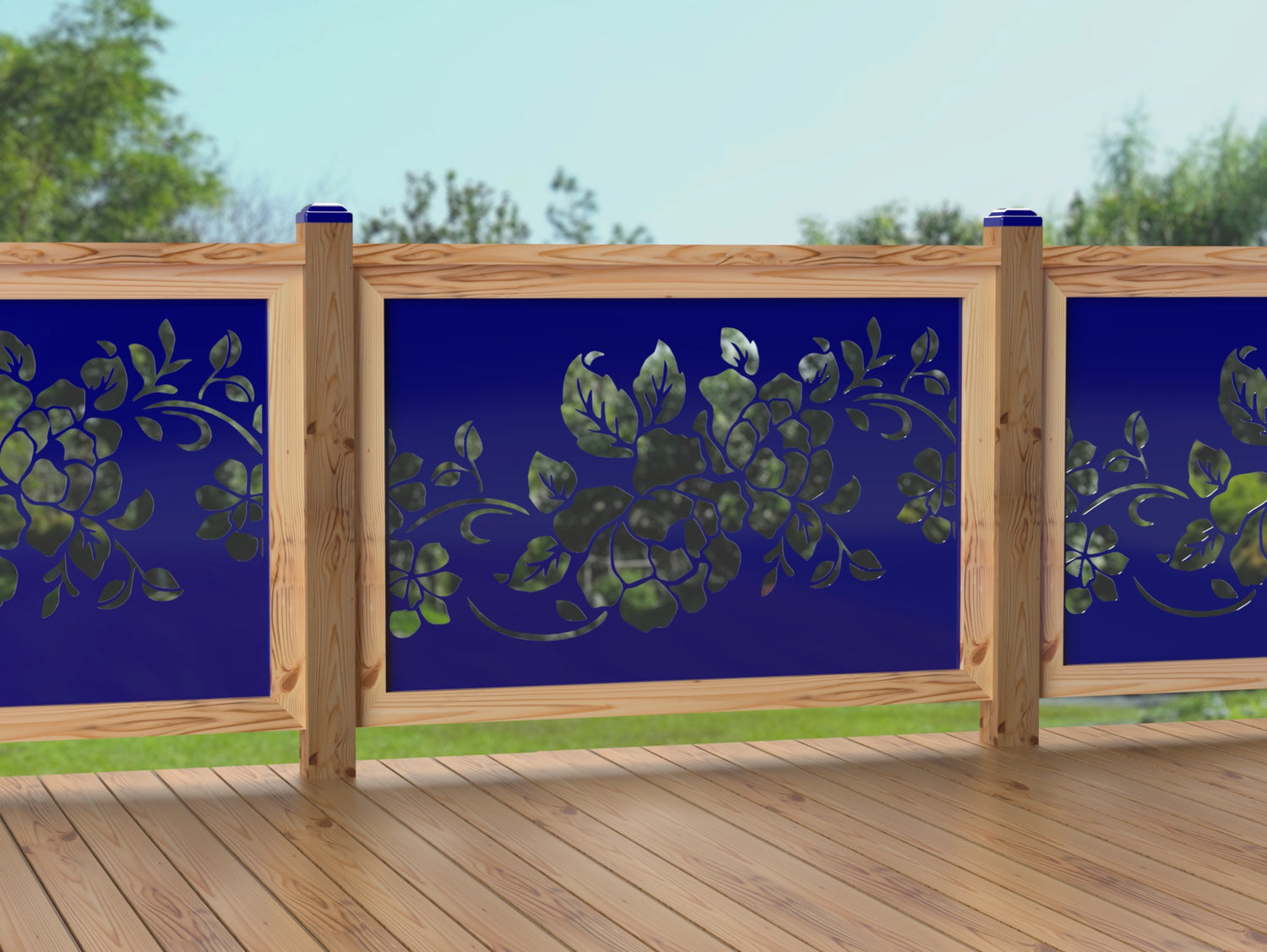 47"x30" - Floral Design Fence/Gate Panel Insert - Madison Iron and Wood