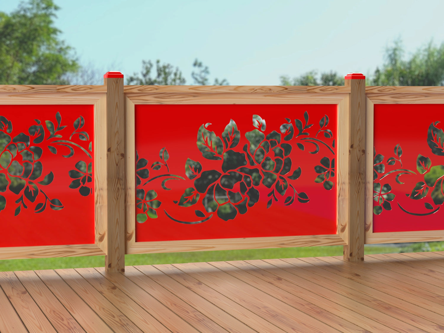 47"x30" - Floral Design Fence/Gate Panel Insert - Madison Iron and Wood