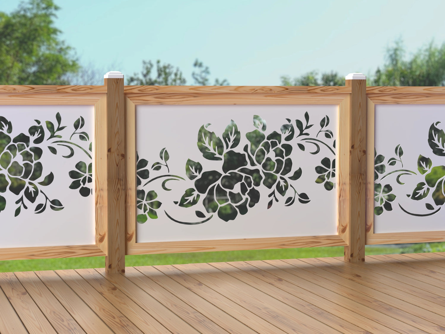 47"x30" - Floral Design Fence/Gate Panel Insert - Madison Iron and Wood