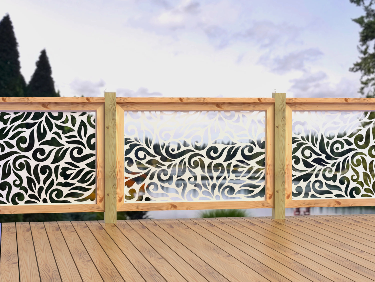 47"x30" - Flowing Leaves Fence/Gate Panel Insert - Madison Iron and Wood