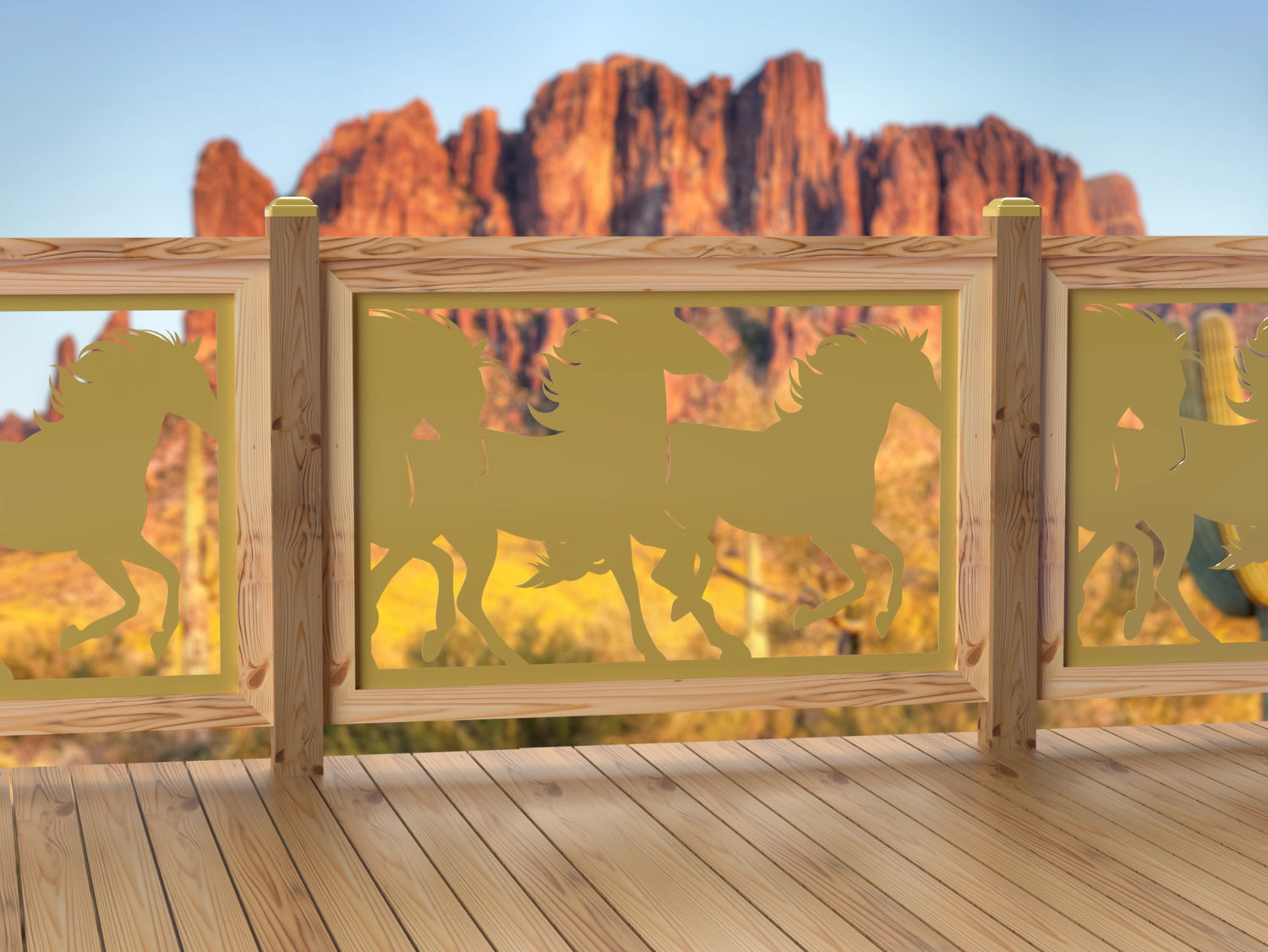 47"x30" - Horses Running Fence/Gate Panel Insert - Madison Iron and Wood