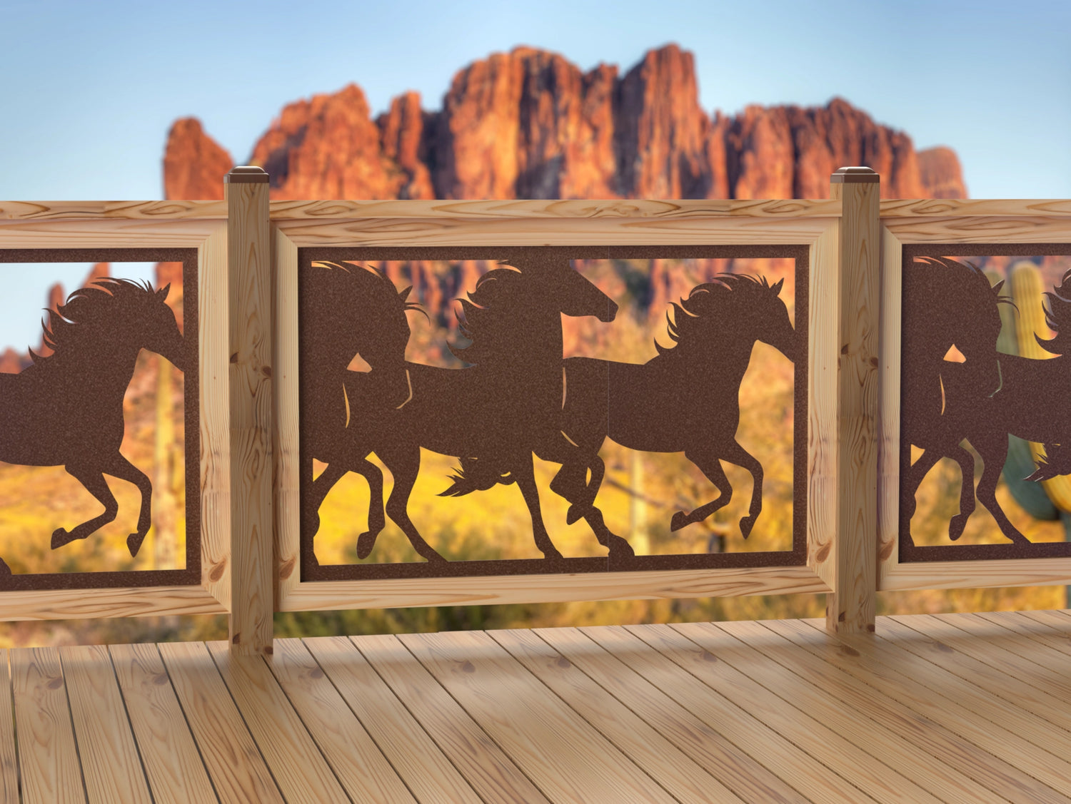 47"x30" - Horses Running Fence/Gate Panel Insert - Madison Iron and Wood