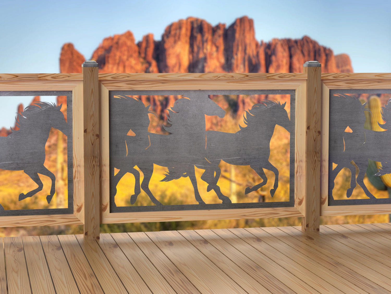 47"x30" - Horses Running Fence/Gate Panel Insert - Madison Iron and Wood