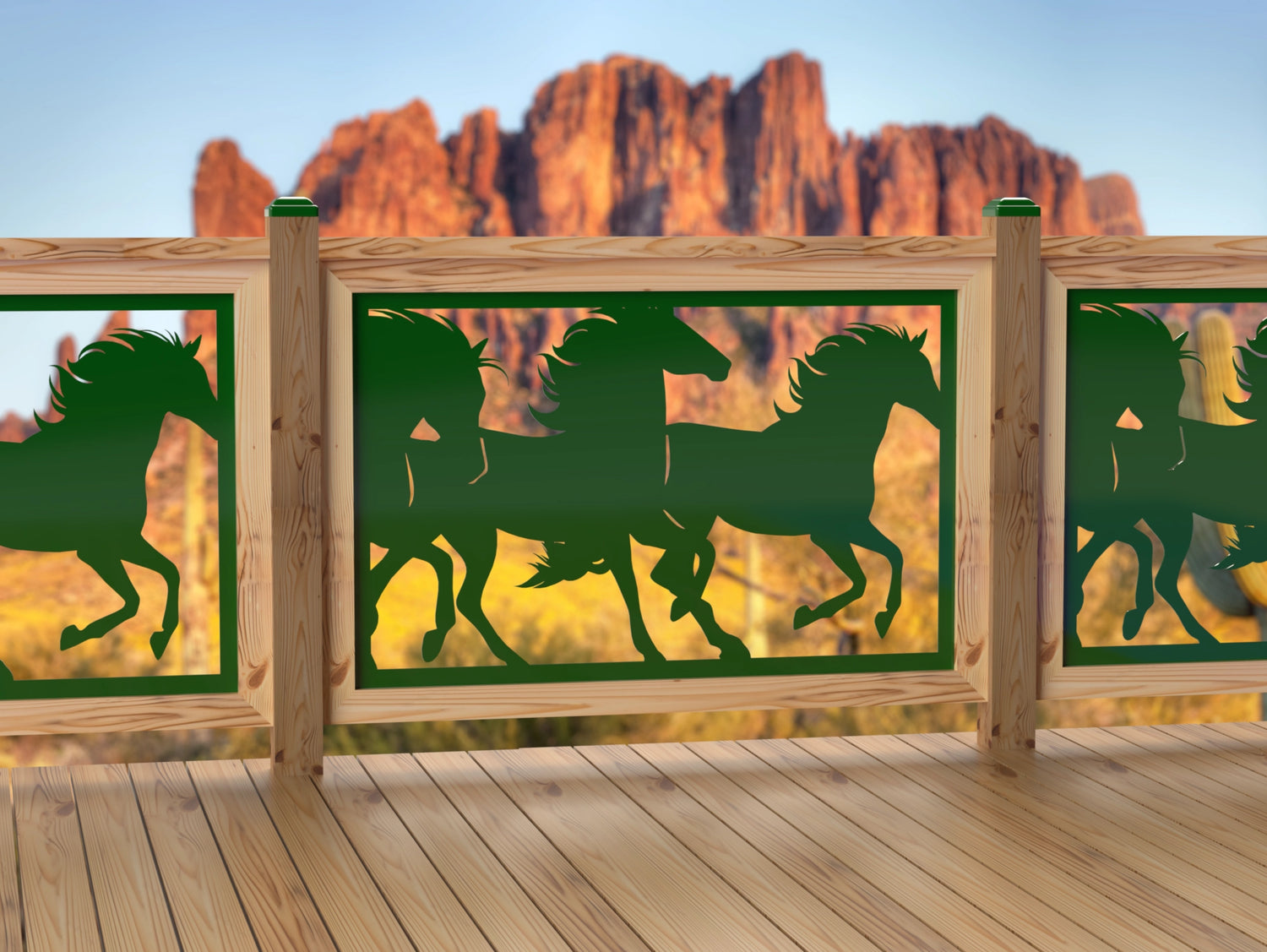 47"x30" - Horses Running Fence/Gate Panel Insert - Madison Iron and Wood