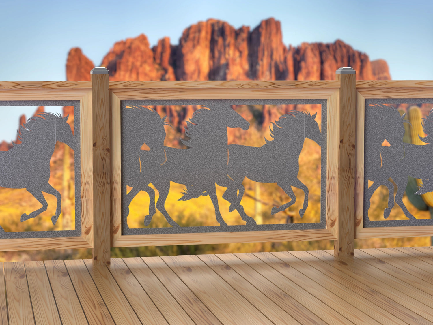 47"x30" - Horses Running Fence/Gate Panel Insert - Madison Iron and Wood