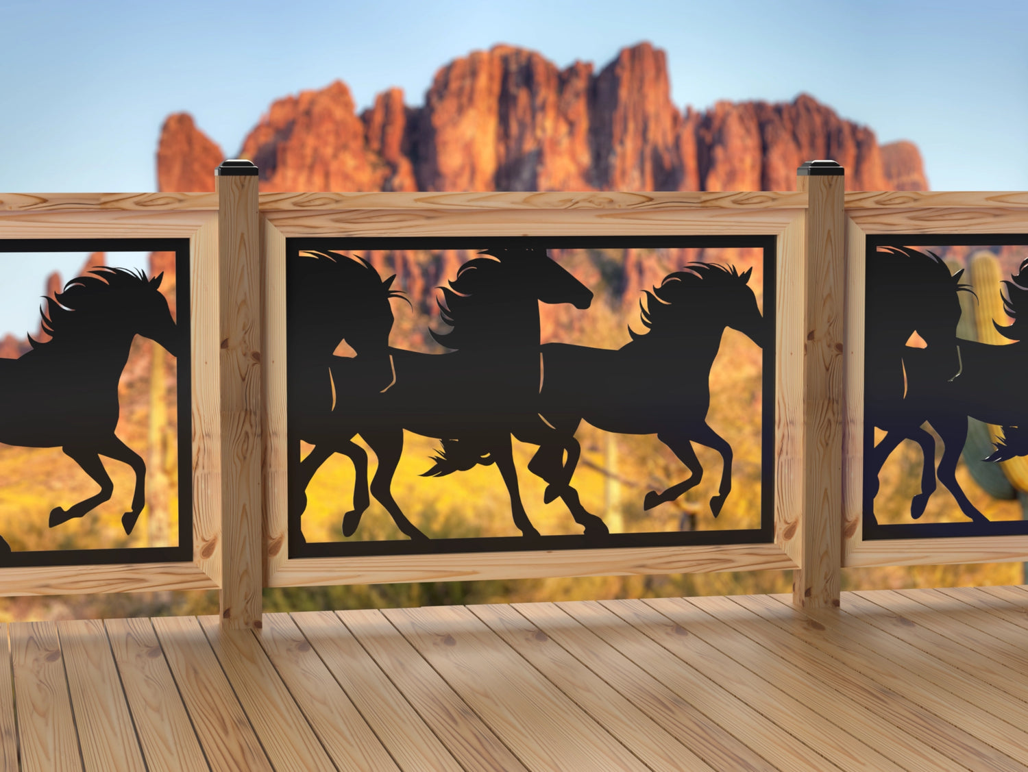 47"x30" - Horses Running Fence/Gate Panel Insert - Madison Iron and Wood