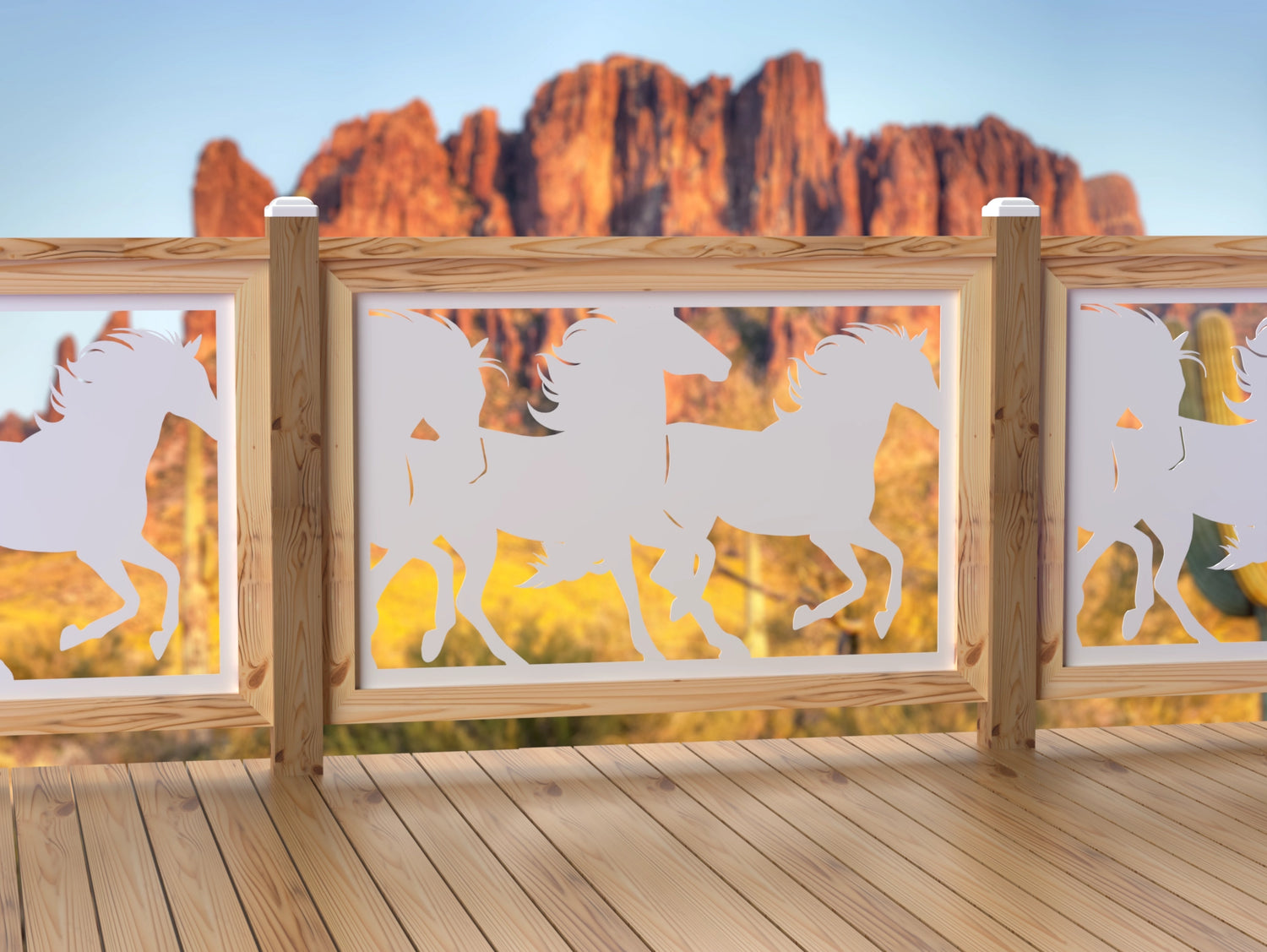 47"x30" - Horses Running Fence/Gate Panel Insert - Madison Iron and Wood