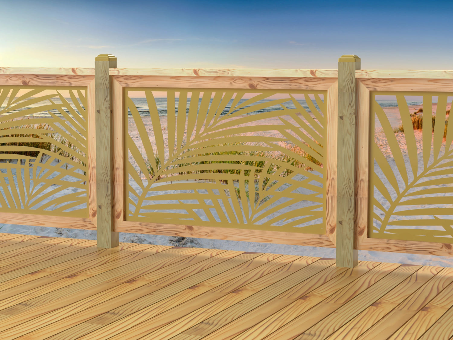 47"x30" - Palm Leaf Pattern Fence/Gate Panel Insert - Madison Iron and Wood