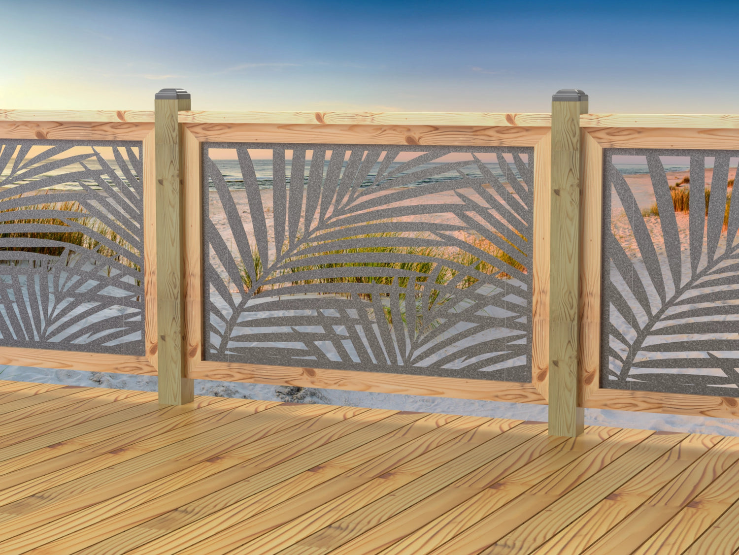 47"x30" - Palm Leaf Pattern Fence/Gate Panel Insert - Madison Iron and Wood