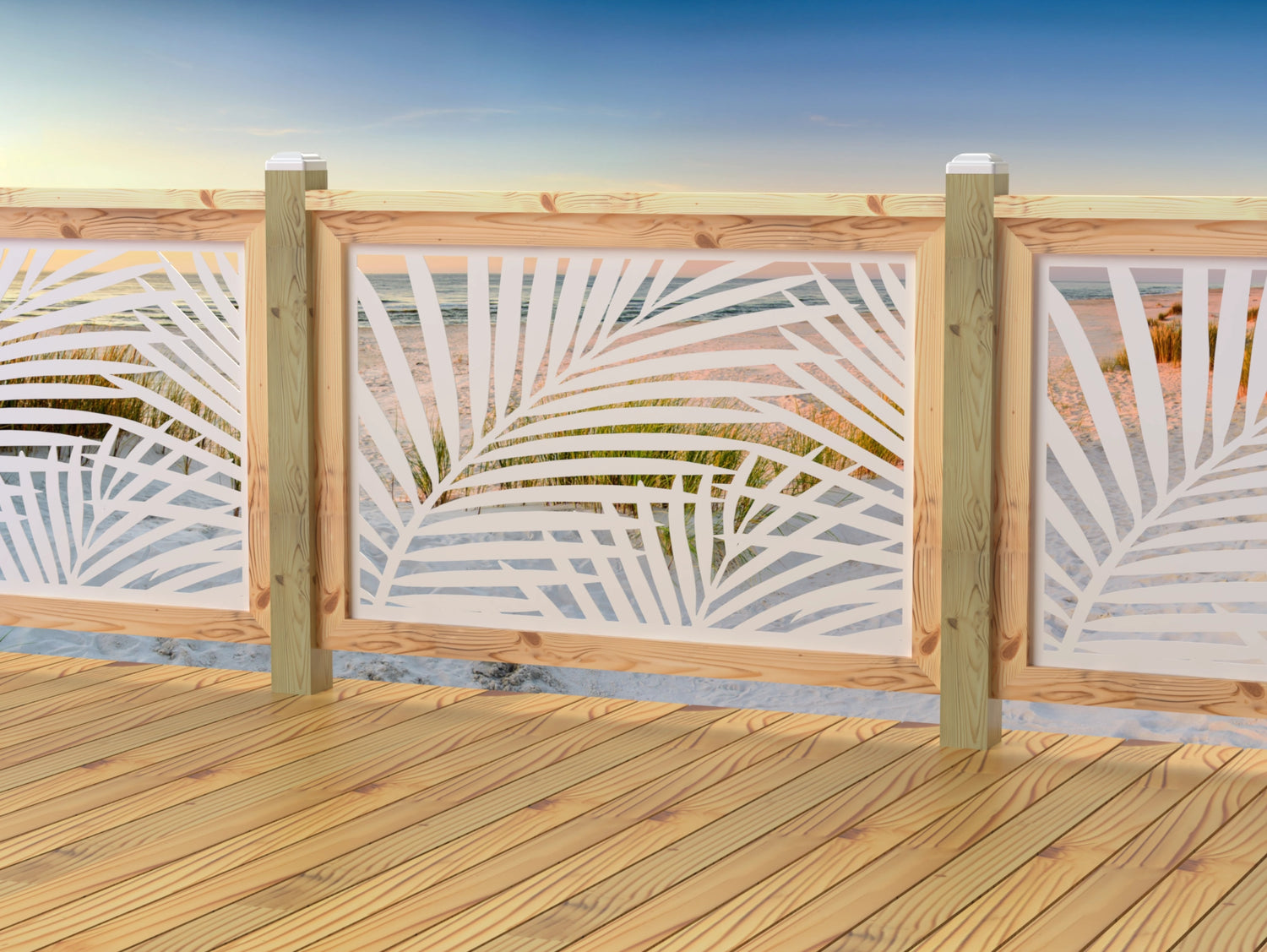 47"x30" - Palm Leaf Pattern Fence/Gate Panel Insert - Madison Iron and Wood