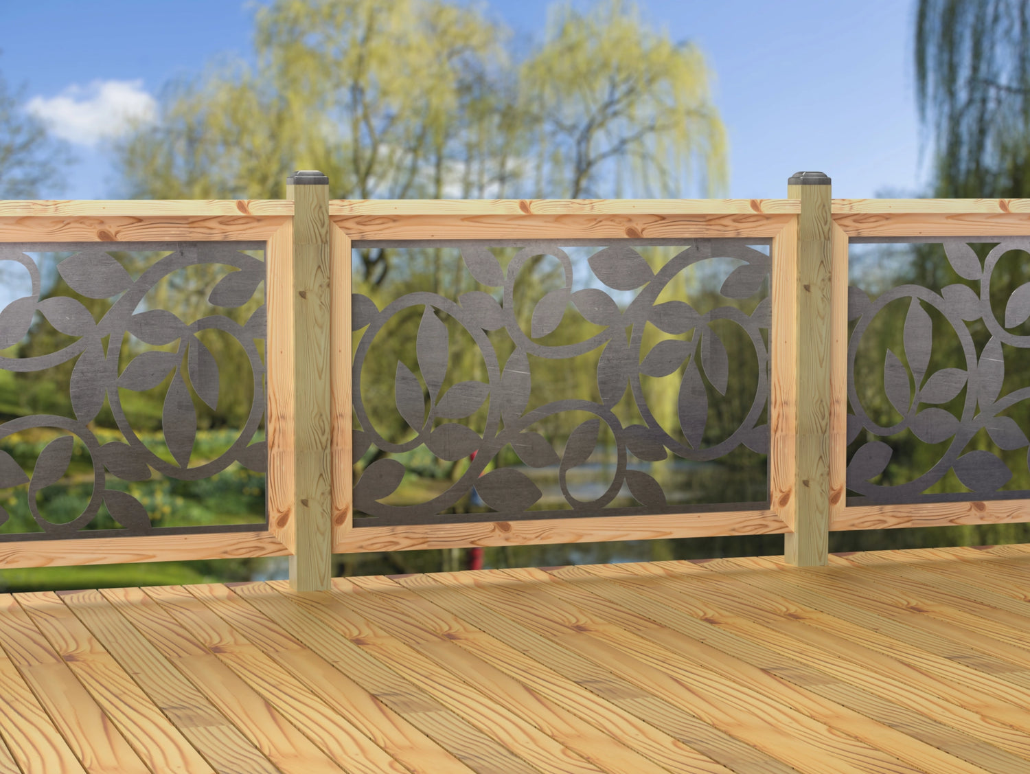 47"x30" - Vine Pattern Fence/Gate Panel Insert - Madison Iron and Wood