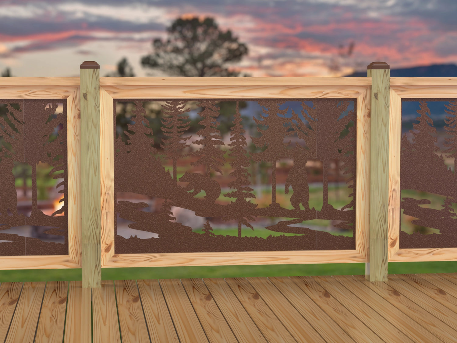 47"x30" - Bear Landscape Fence/Gate Panel Insert - Variation 2 - Madison Iron and Wood