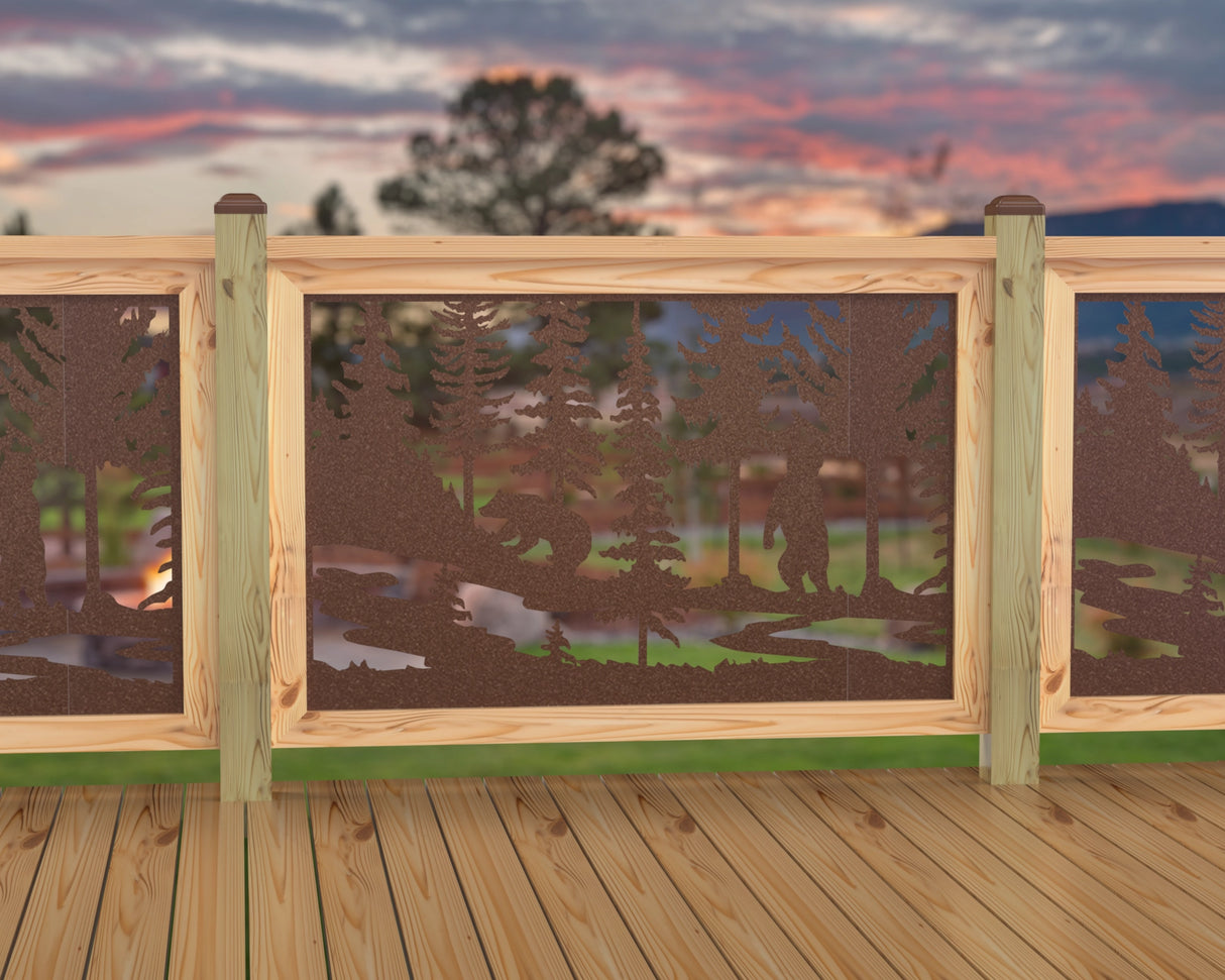 47"x30" - Bear Landscape Fence/Gate Panel Insert - Scene 2