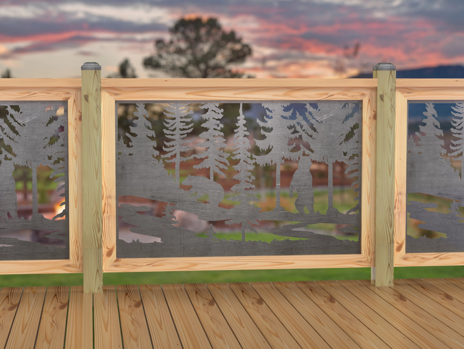 47"x30" - Bear Landscape Fence/Gate Panel Insert - Variation 2 - Madison Iron and Wood