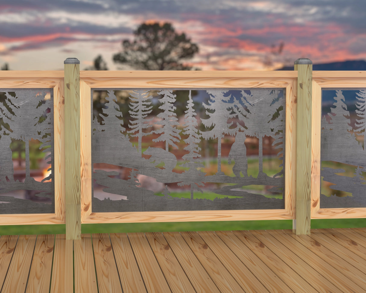 47"x30" - Bear Landscape Fence/Gate Panel Insert - Scene 2