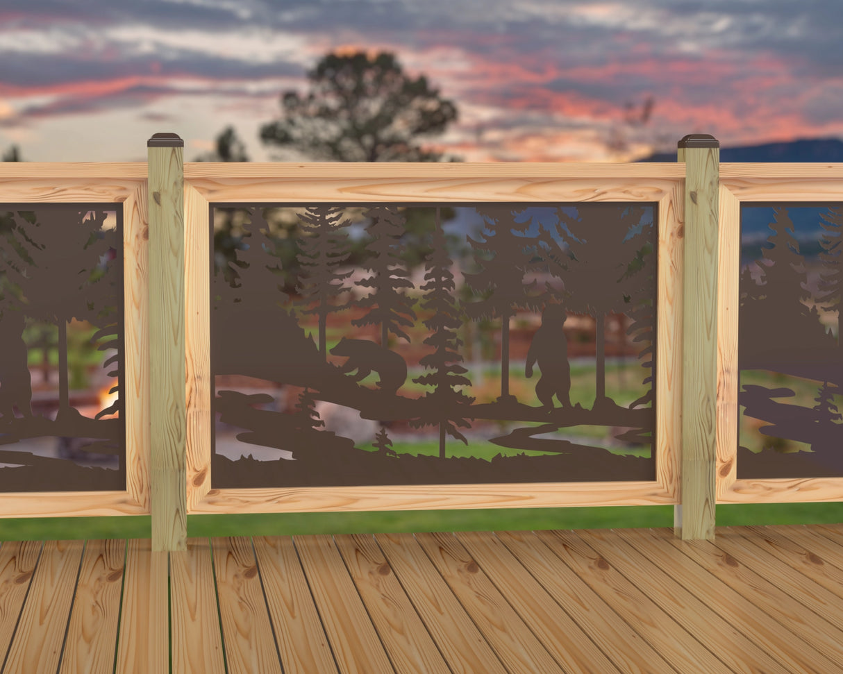 47"x30" - Bear Landscape Fence/Gate Panel Insert - Scene 2