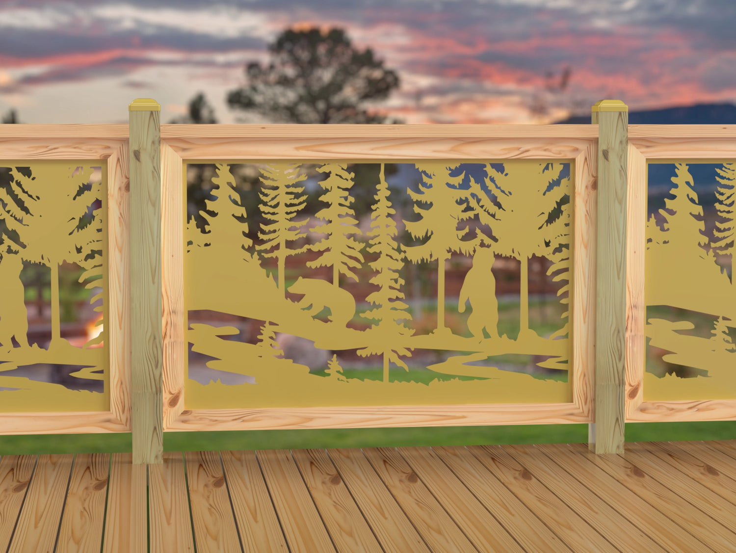 47"x30" - Bear Landscape Fence/Gate Panel Insert - Variation 2 - Madison Iron and Wood