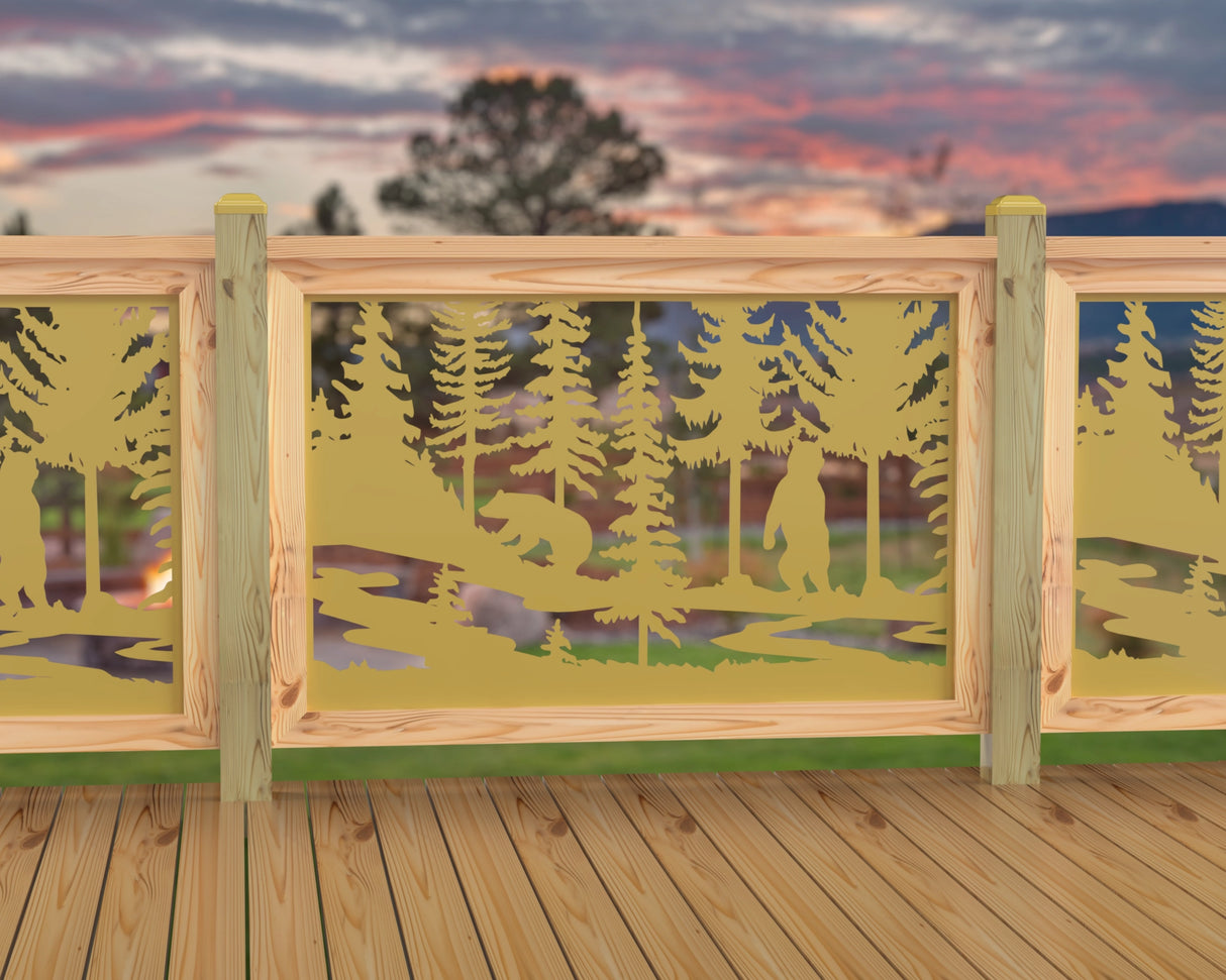 47"x30" - Bear Landscape Fence/Gate Panel Insert - Scene 2