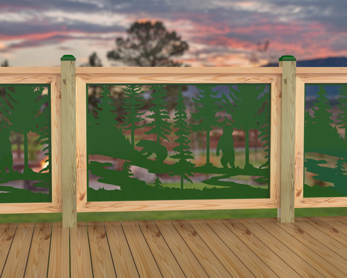 47"x30" - Bear Landscape Fence/Gate Panel Insert - Scene 2