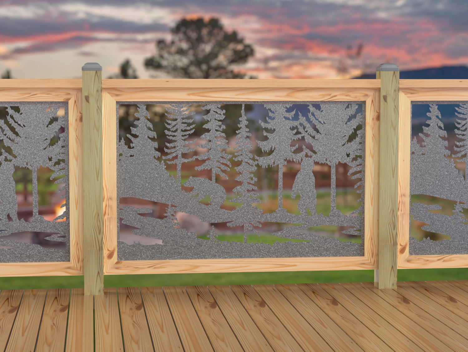 47"x30" - Bear Landscape Fence/Gate Panel Insert - Variation 2 - Madison Iron and Wood