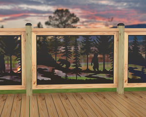 47"x30" - Bear Landscape Fence/Gate Panel Insert - Scene 2
