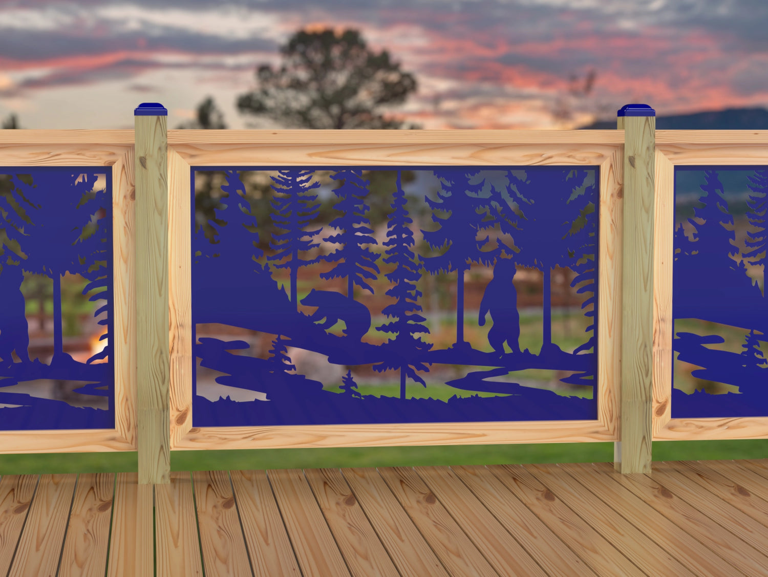 47"x30" - Bear Landscape Fence/Gate Panel Insert - Variation 2 - Madison Iron and Wood