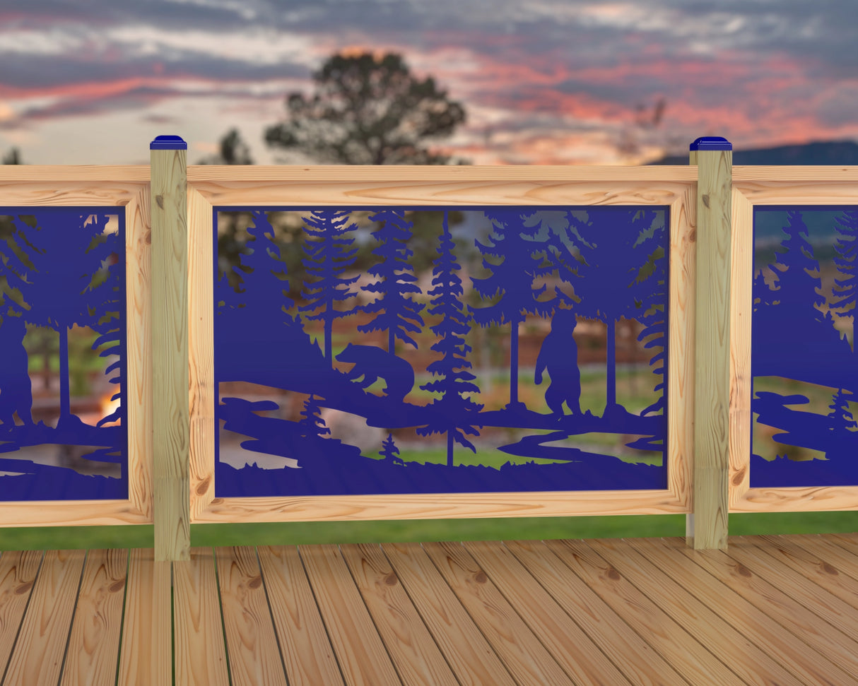 47"x30" - Bear Landscape Fence/Gate Panel Insert - Scene 2