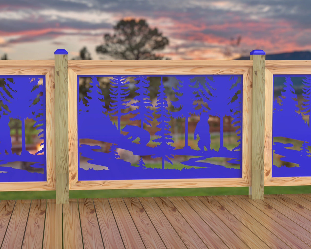 47"x30" - Bear Landscape Fence/Gate Panel Insert - Scene 2