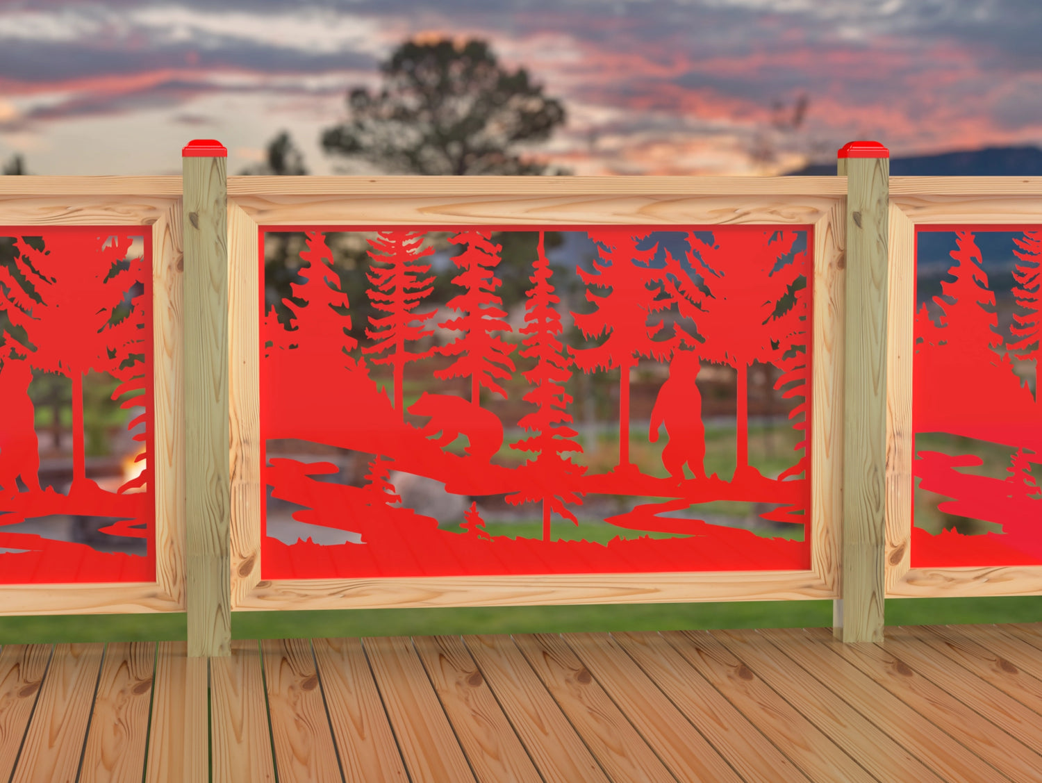 47"x30" - Bear Landscape Fence/Gate Panel Insert - Variation 2 - Madison Iron and Wood